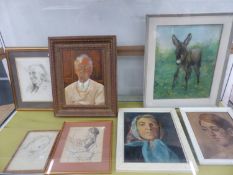 A GROUP OF PAINTING AND DRAWINGS BY PHYLLIS PURSER AND TWO FURTHER PORTRAITS BY ANOTHER HAND