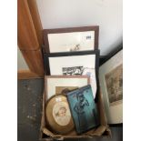 A QUANTITY OF VARIOUS PRINTS, WATERCOLOURS, CERAMICS, ENGRAVING ETC, VARIOUS HANDS AND SIZES (9)