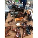 BESWICK AND OTHER HORSES TOGETHER WITH GERMAN PORCELAIN FIGURES