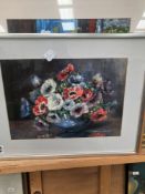MARION BROOM 20th C. FLORAL WATERCOLOUR ALONG WITH ANNA COLE PA. THREE ORIGINAL WORKS OF