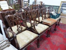 A SET OF EIGHT GEORGIAN STYLE MAHOGANY DINING CHAIRS