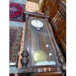 A VICTORIAN VIENNA WALLCLOCK WITH SINGLE WEIGHT