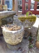 TWO SMALL CLASSICAL STYLE GARDEN URNS.