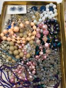 A LARGE COLLECTION OF PREDOMINANTLY VINTAGE COSTUME JEWELLERY.