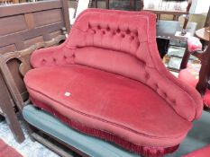 A VICTORIAN BUTTON BACK LOVE SEAT