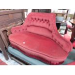 A VICTORIAN BUTTON BACK LOVE SEAT