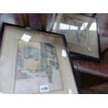 A SET OF THREE PENCIL AND CRAYON DRAWINGS SIGNED E L GRASFORD? SCENES IN BRITTANY