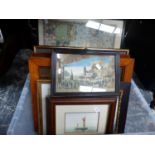 A GROUP OF ANTIQUE ENGRAVINGS AND OTHER PRINTS, WATERCOLOURS ETC.