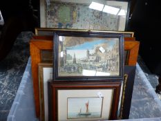 A GROUP OF ANTIQUE ENGRAVINGS AND OTHER PRINTS, WATERCOLOURS ETC.