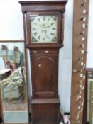 A 19th C. OAK AND MAHOGANY CASED 30 HOUR LONG CASED CLOCK