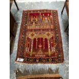 TWO TRIBAL EASTERN PRAYER RUGS LARGEST 136 x 88 cm (2)