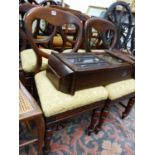 A SET OF FOUR VICTORIAN BALLOON BACK DINING CHAIRS