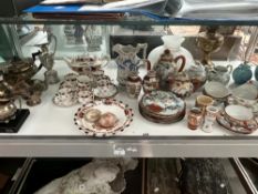 JAPANESE EGGSHELL AND OTHER TEA WARES, ELECTROPLATE TEA WARES, A BRASS OIL LAMP, ETC.