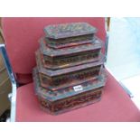 A SET OF FOUR INDIAN STACKING BOXES