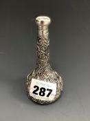 AN 830 SILVER GLOBE AND SHAFT SCENT BOTTLE CAST WITH BAMBOO, WASHING, SHANGHAI MARKS, 9GGms. H 10.