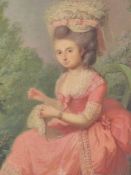 CIRCLE OF JEAN FREDERICK SCHALL (1752-1825), AN 18th C. LADY WEARING A LACE TRIMMED PINK DRESS