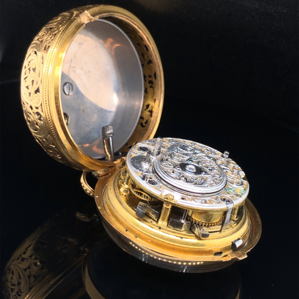 AN ANTIQUE GOLD PAIR CASED POCKET WATCH, SIGNED BONLY LONDON, (SIC) PROBABLY DEVERAUX BOWLEY, - Image 3 of 21