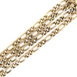 A 9ct HALLMARKED SOLID GOLD FIGARO NECKLACE CHAIN. LENGTH 48cms. WEIGHT 46.94grms.