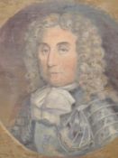 19th C. SCHOOL, A PORTRAIT BUST OF GENERAL EDMUND LUDLOW (1617-1692) IN ARMOUR, OIL ON CANVAS. 41