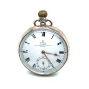 AN OMEGA POCKET WATCH. THE DIAL SIGNED OMEGA, WAITE & SON, WATCH MAKERS TO THE ADMIRALTY,