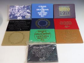 COINS-THIRTEEN UN-CIRCULATED PROOF COIN YEAR PACKS 1970-1982