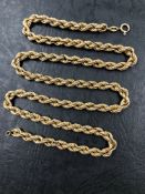 A VINTAGE HALLMARKED 9ct GOLD ROPE NECKLACE, DATED 1984 WITH IMPORT MARK FOR LONDON, LENGTH 53cms.