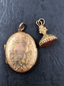 A VINTAGE OVAL PORTRAIT LOCKET, THE REVERSE STAMPED 9ct BACK & FRONT TOGETHER WITH A 9ct GOLD