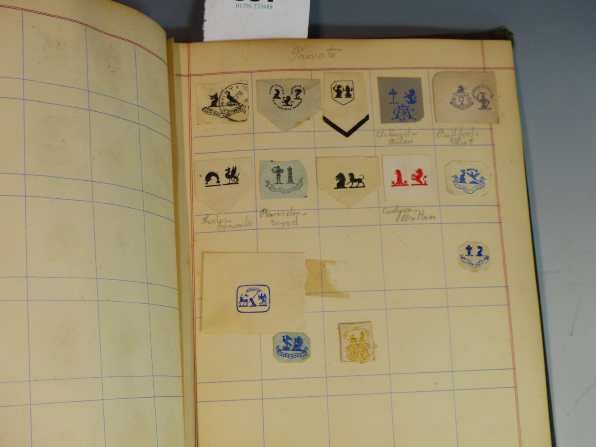 TWO VICTORIAN ALBUMS CONTAINING NUMEROUS CRESTS AND MONOGRAMS FROM LETTER HEADS ETC. - Image 6 of 9