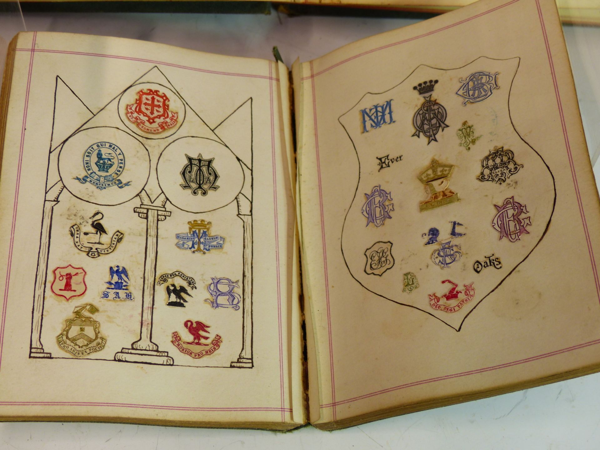 TWO VICTORIAN ALBUMS CONTAINING NUMEROUS CRESTS AND MONOGRAMS FROM LETTER HEADS ETC. - Image 2 of 9