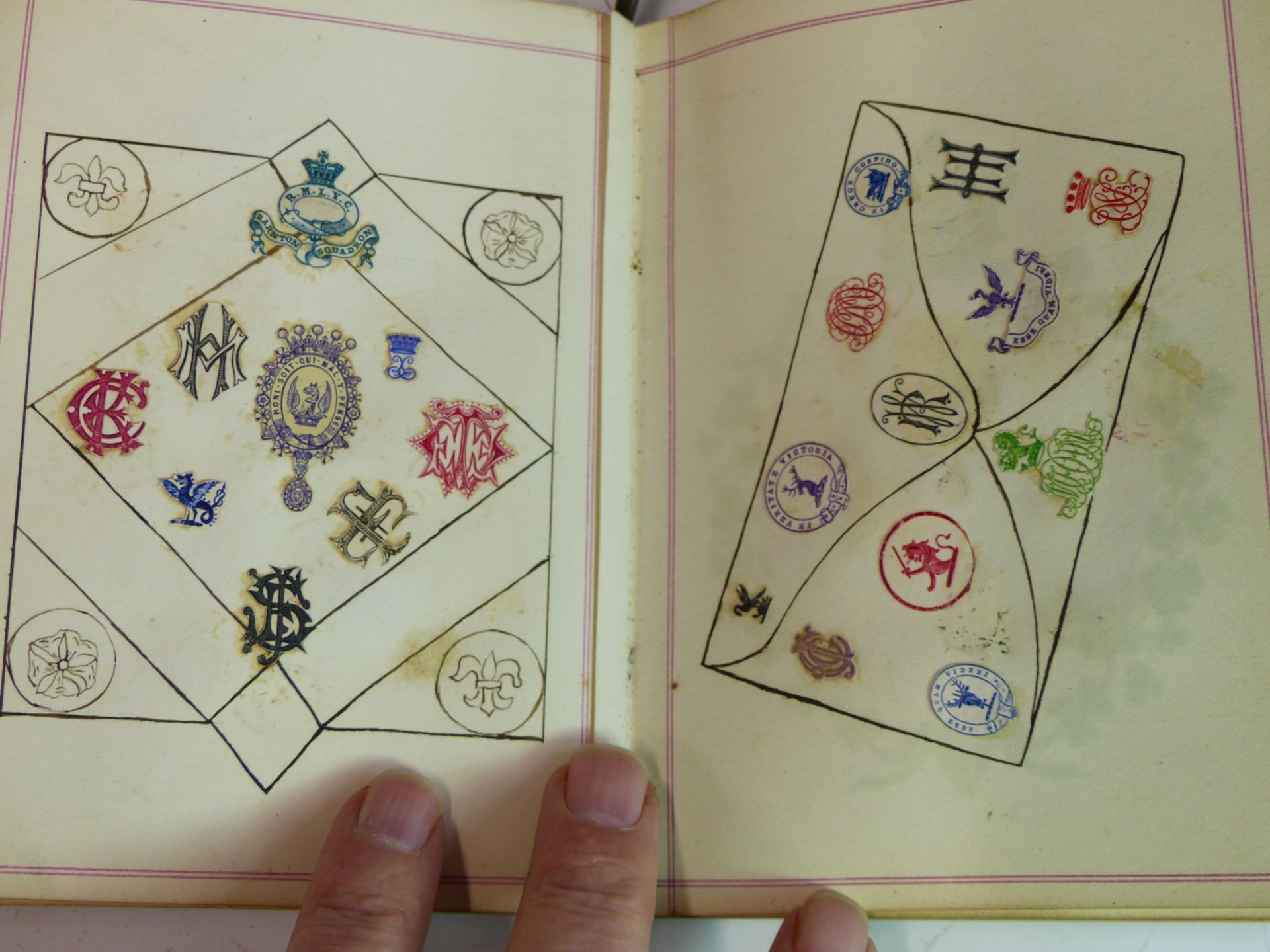 TWO VICTORIAN ALBUMS CONTAINING NUMEROUS CRESTS AND MONOGRAMS FROM LETTER HEADS ETC. - Image 8 of 9