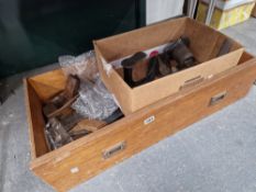 A QTY OF VINTAGE TOOLS AND SHOE LASTS ETC.