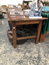 AN ANTIQUE PINE REFECTORY TYPE TABLE