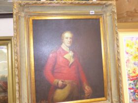 L REDBURN (20th CENTURY) IMPRESSIVELY FRAMED PICTURE PORTRAIT OF A GEORGIAN MILITARY FIGURE. 60 x