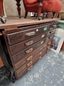 A VINTAGE OAK SIX DRAWER PLAN CHEST