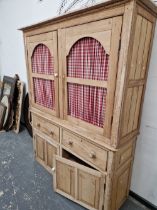 A VICTORIAN AND LATER PINE AND ELM KITCHEN CABINET