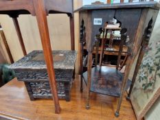 AN ARTS AND CRAFTS OCCASIONAL TABLE AND A ORIENTAL LOW TABLE