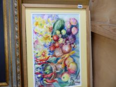 SEIJA WENTWORTH (20th CENTURY) WATERCOLOUR GARDENERS DELIGHT. 31 x 50cms TOGETHER WITH A PASTEL NUDE