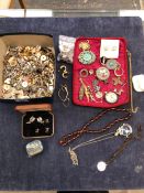 A LARGE COLLECTION OF VINTAGE CUFFLINKS, TOGETHER WITH A COLLECTION OF VINTAGE COSTUME JEWELLERY