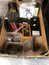 VARIOUS PHOTOGRAPHIC SLIDES, A COLLECTION OF TICKETS, BUCKLES, BADGES, BOTTLES, ETC.