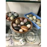 A COLLECTION OF VARIOUS STONE EGG HAND COOLERS