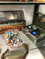 A COLLECTION OF GLASS MARBLES