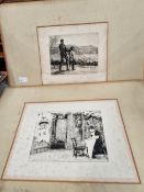 TWO ETCHINGS BY FRED WALHAN