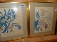 TWO EARLY 19thC JAPANESE HAND FINISHED WOODBLOCK PRINTS 22cm X 28cm