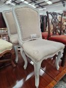A PAIR OF FRENCH PAINTED FRAME SIDE CHAIRS