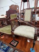 TWO SHOW FRAME SALON ARM CHAIRS