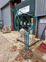 A LARGE ARMILLARY SPHERE GARDEN ORNAMENT