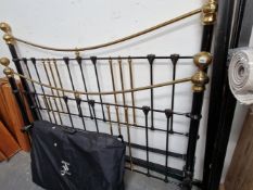 A LARGE BRASS AND IRON EMPEROR BED FRAME