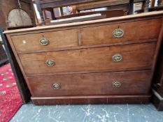 A VICTORIAN MAHOGANY LOW CHEST OF TWO SHORT TWO LONG DRAWERS