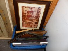 A QUANTITTY OF FURNISHING PRINTS AND PHOTOGRAPHS TOGETHER WITH A BONE FRAMED MIRROR (19)