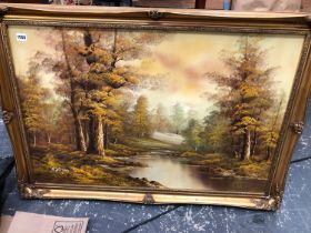 A OIL ON CANVAS WOODLAND SCENE